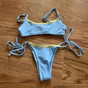 Frankie's Bikinis Light Blue and Yellow Bikini Set